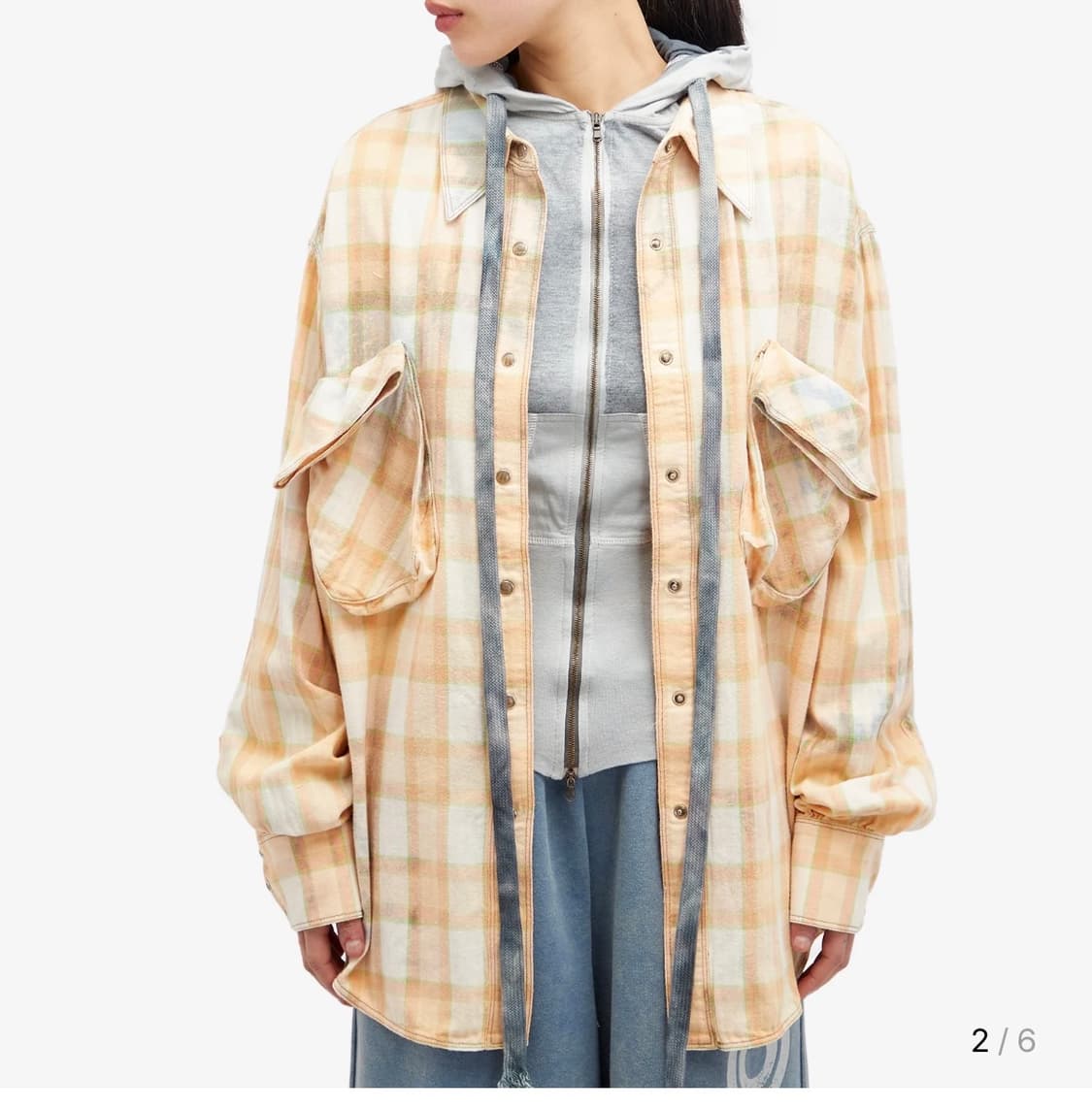 오픈와이와이 오픈YY 페이디드 체크 포켓 셔츠 (s/m) 상품이미지2