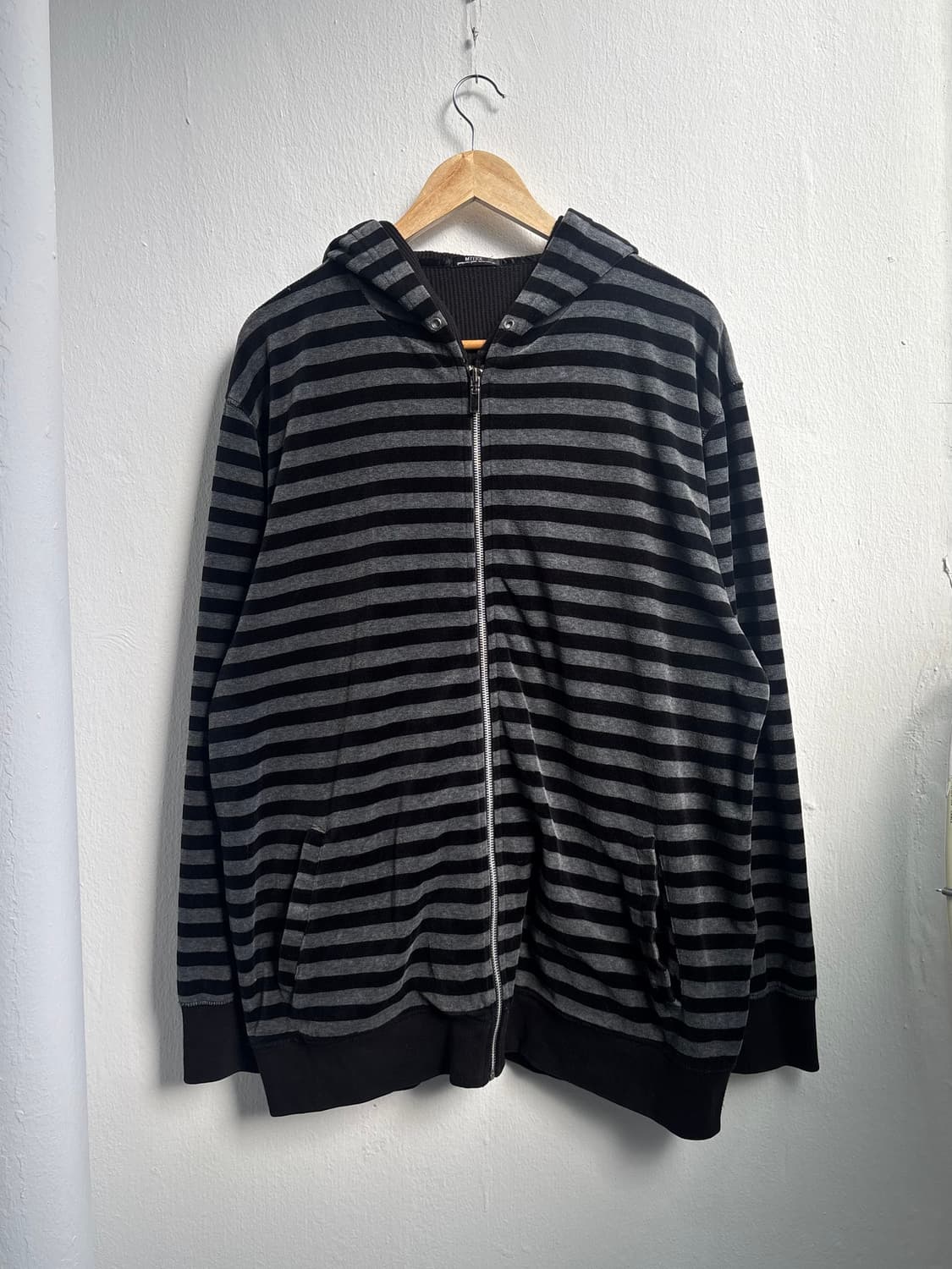 Japanese Vintage Grey Stripe Hood Zip-Up 상품이미지5