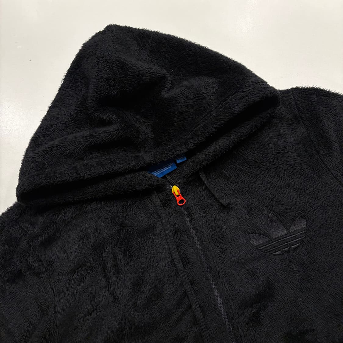 [110] 아디다스 블랙 털 후리스 후드티 카모 로고 C402 상품이미지3