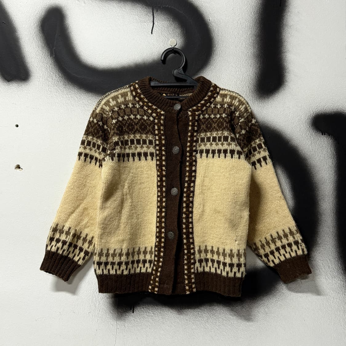 Norway 노르웨이 울 100% 코위찬 크롭 니트 가디건 상품이미지1