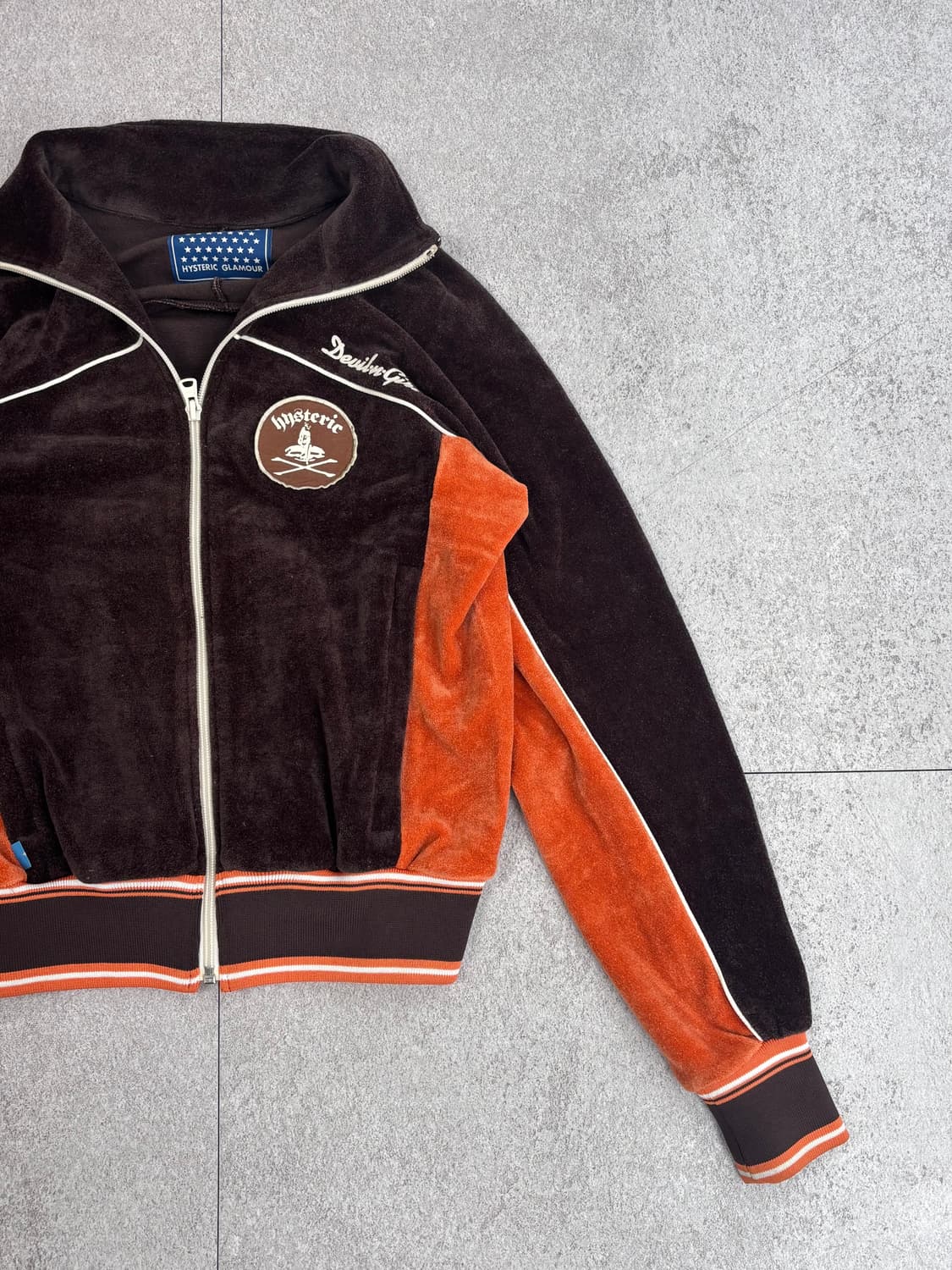 90s 히스테릭 글래머 브라운/오렌지 테리 벨벳 집업 상품이미지3