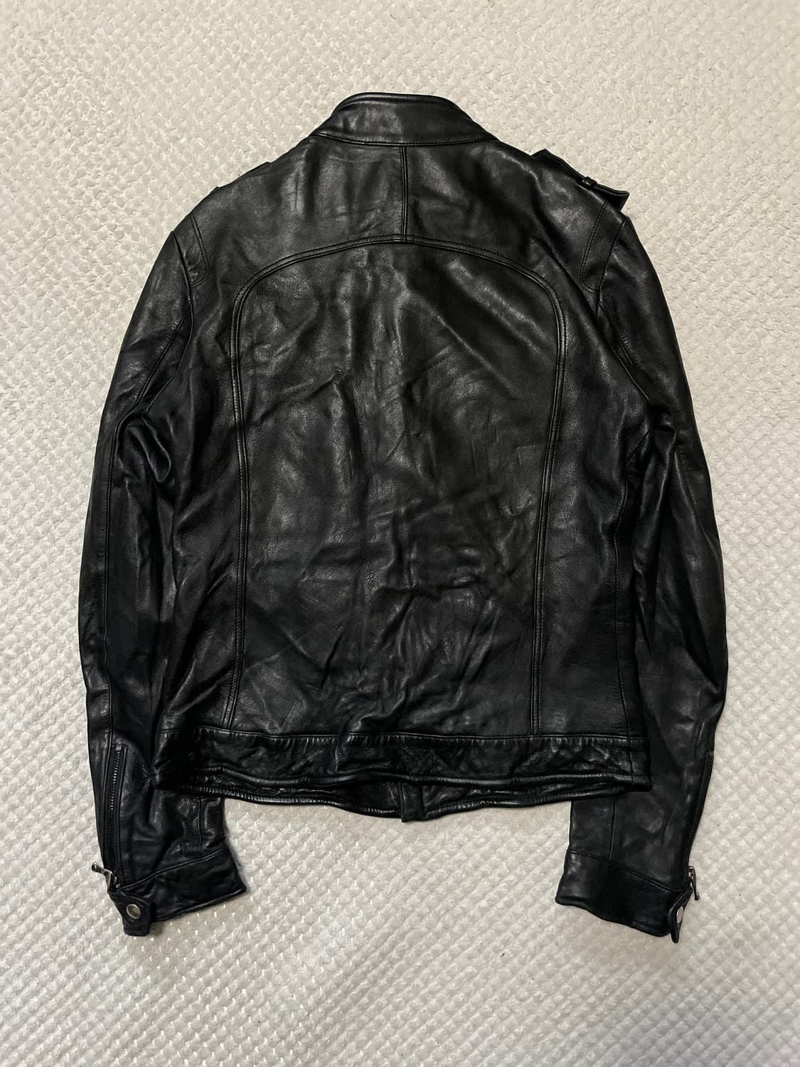 웨스턴 무드 램스킨 양가죽 절개 포켓 레더 자켓  상품이미지2