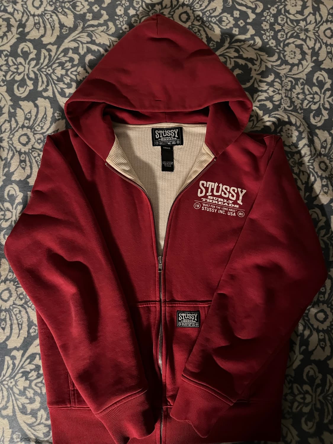 스투시 벌리스레드 후드집업 버건디-s 상품이미지1