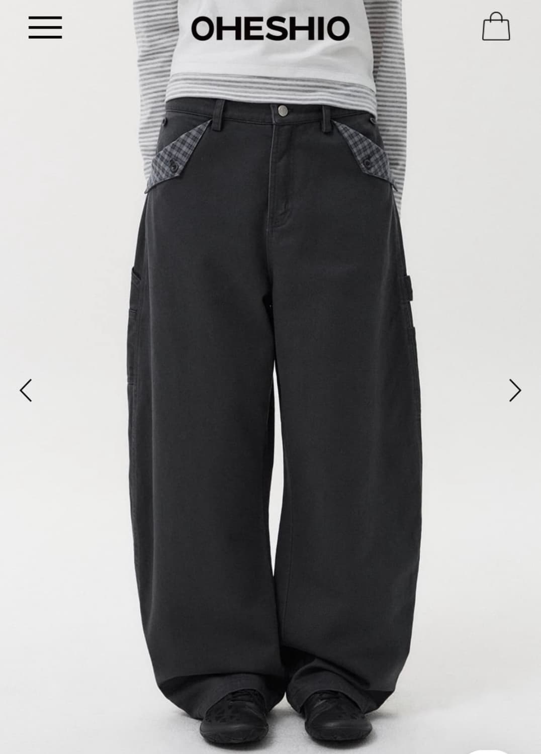 오헤시오 체크 포켓 카펜터 팬츠 차콜 상품이미지3