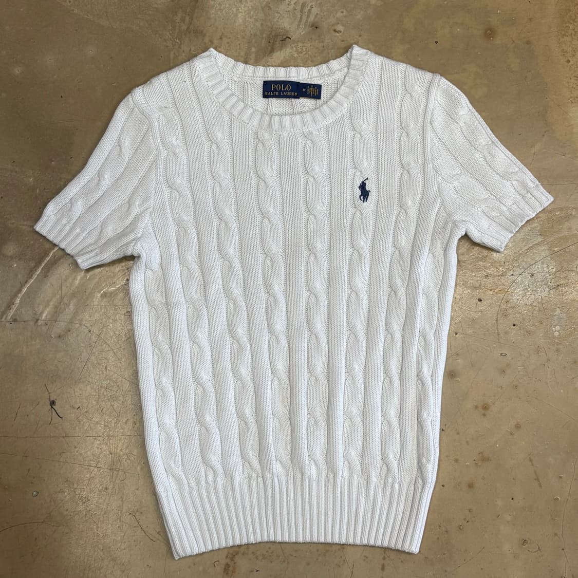M 폴로랄프로렌 케이블 화이트 여성용 반팔니트  상품이미지2