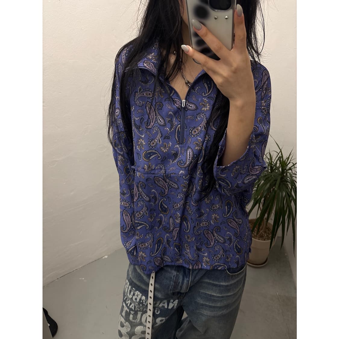 maturely Paisley Print Half Zip Shirt 상품이미지3
