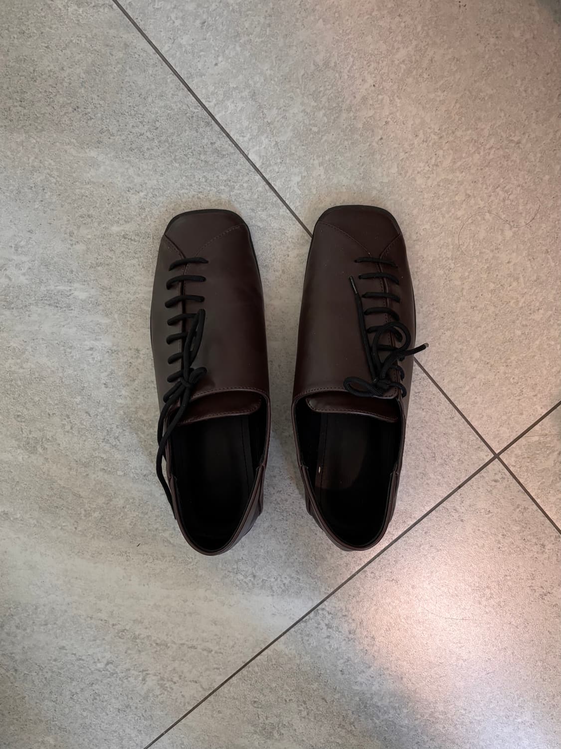 언발 레이스업 로퍼 브라운 235 상품이미지1