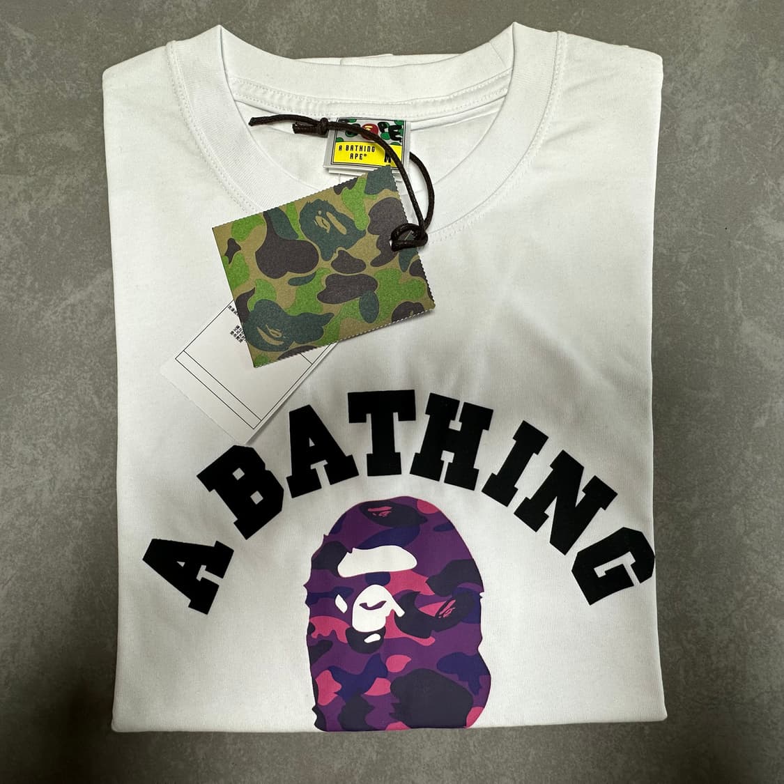베이프 컬러 카모 컬리지 티셔츠 화이트 퍼플 상품이미지3