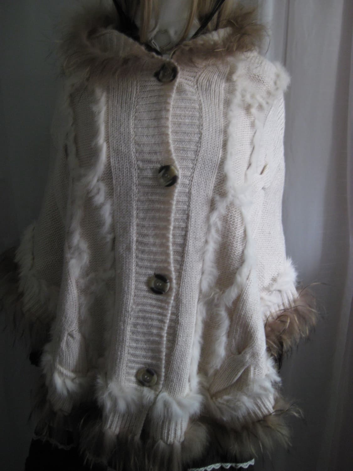 Vintage 퍼 니트 케이프 상품이미지3