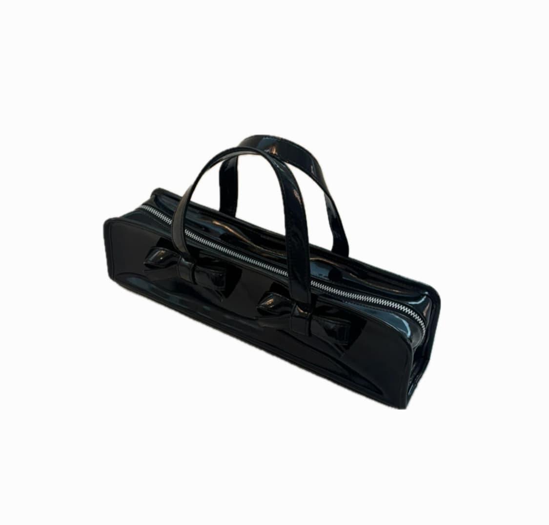 꼼데가르송 걸 리본 디테일 집업 토트백 블랙 상품이미지1