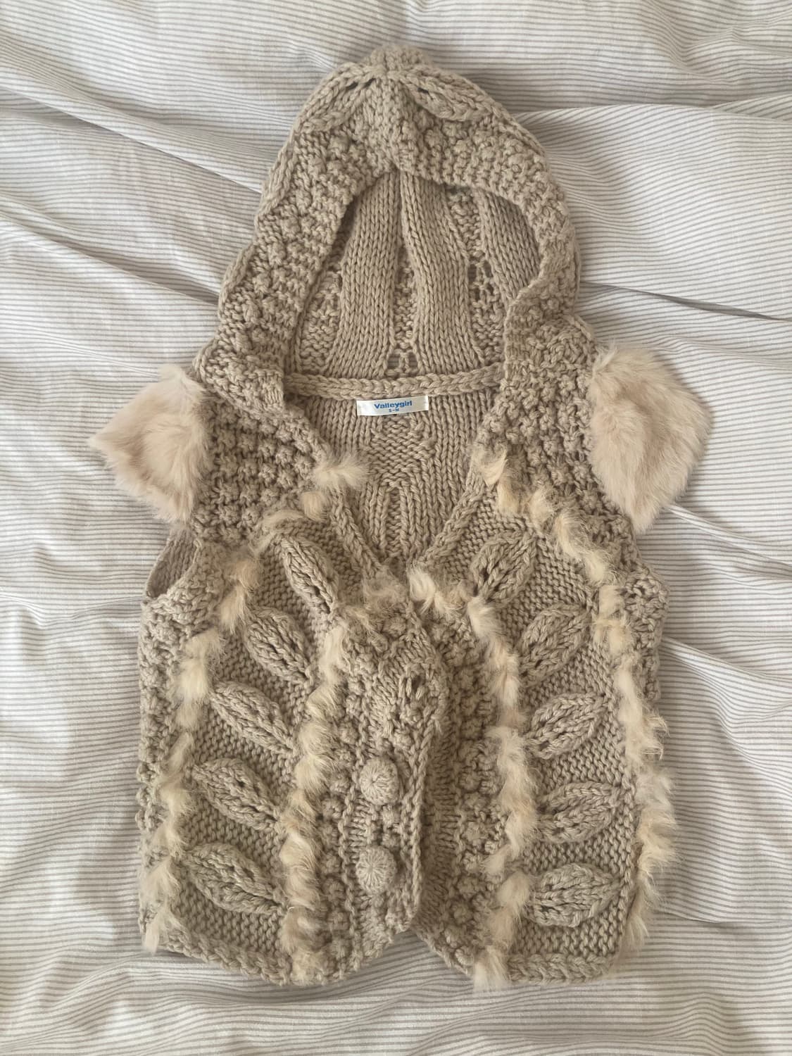 빈티지 모리걸 반팔 가디건 퍼 니트 베스트 조끼 상품이미지1