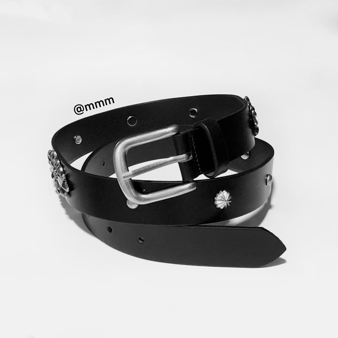 [Unisex] 웨스턴 크롬 장식 가죽 벨트 상품이미지6