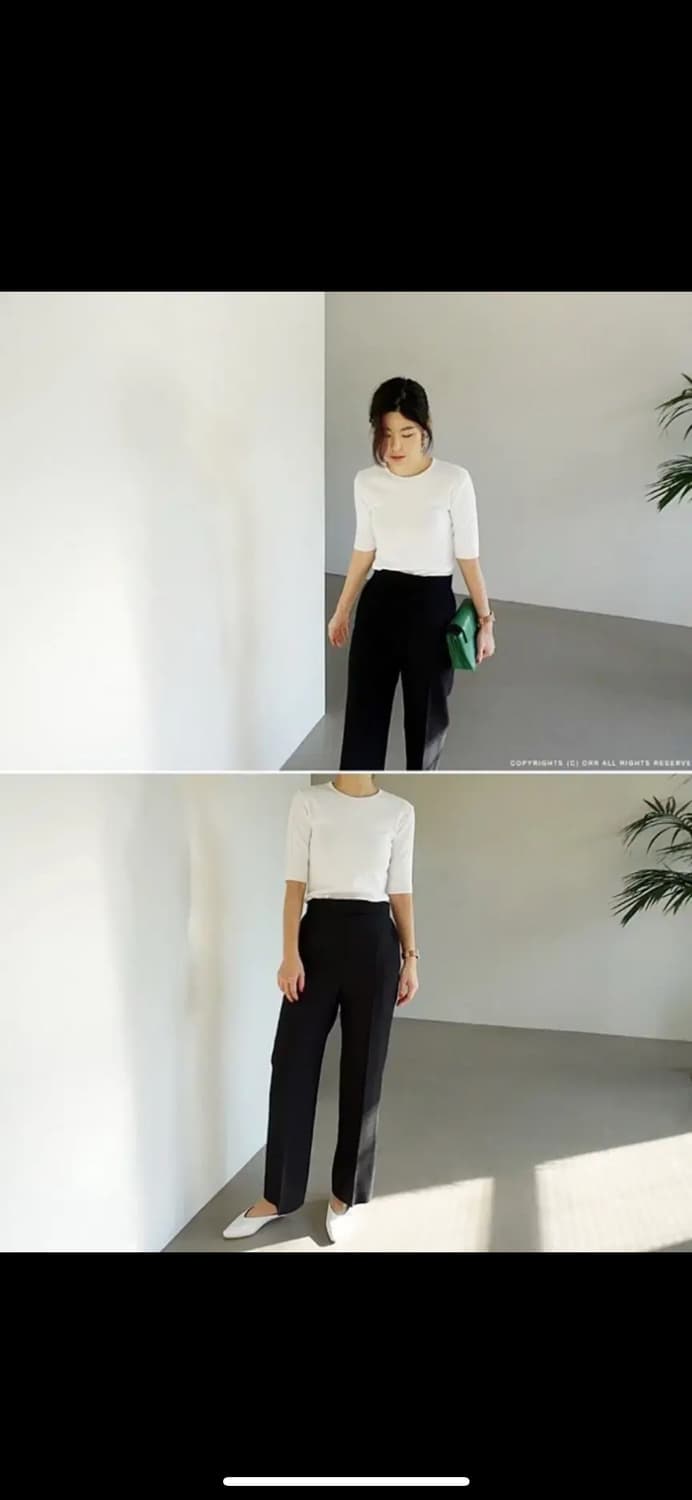 오르 라운드 고밀도 5부 니트 화이트,블랙 상품이미지4