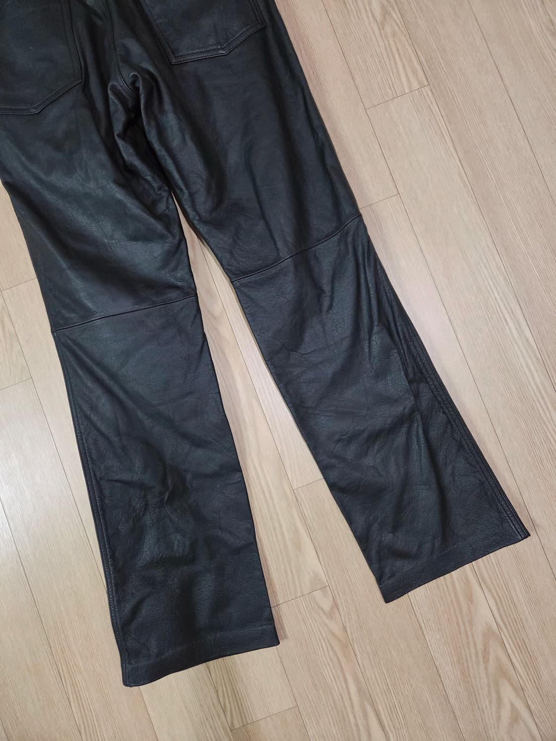 MTD 블랙 램스킨 레더 스트레이트 팬츠 상품이미지6