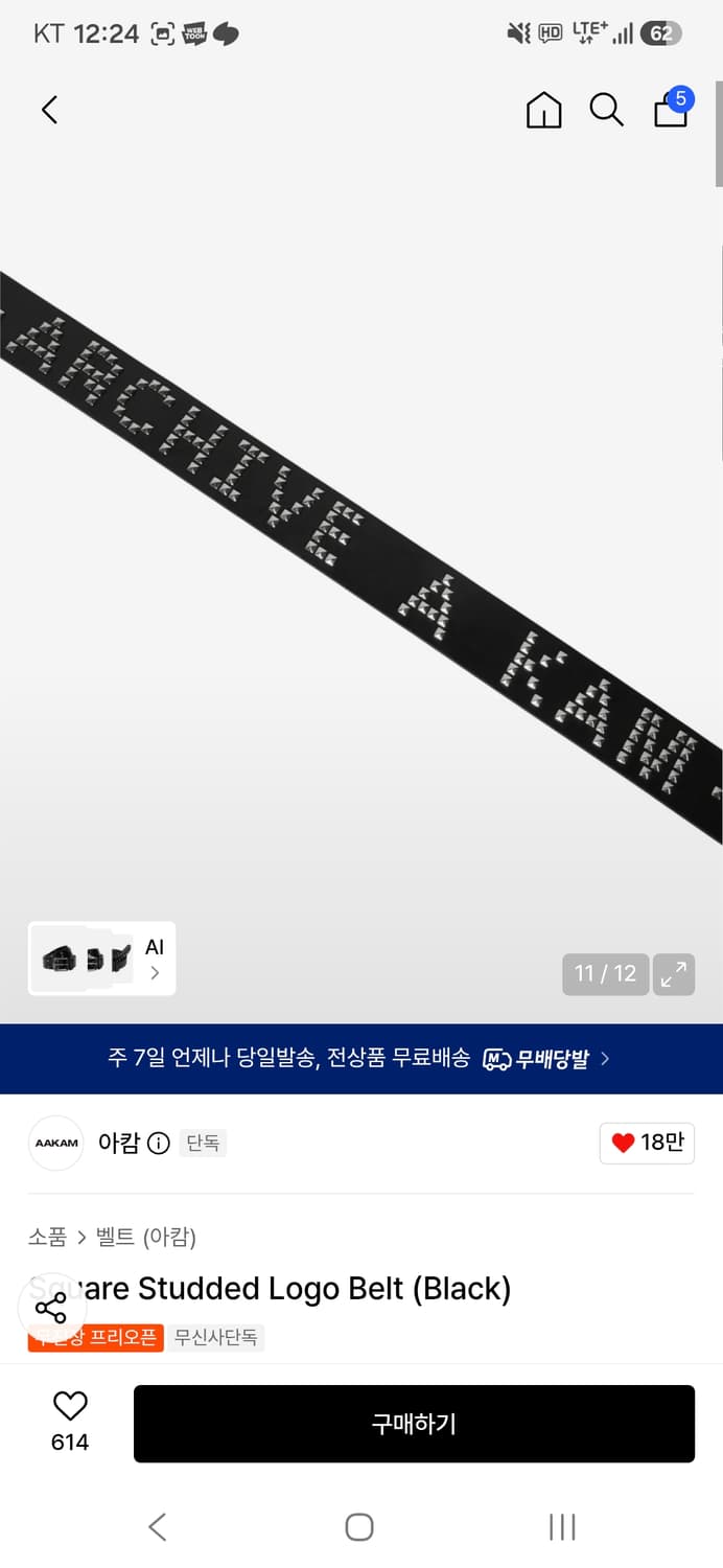 아캄 스터드 벨트 블랙 팔아용 상품이미지3