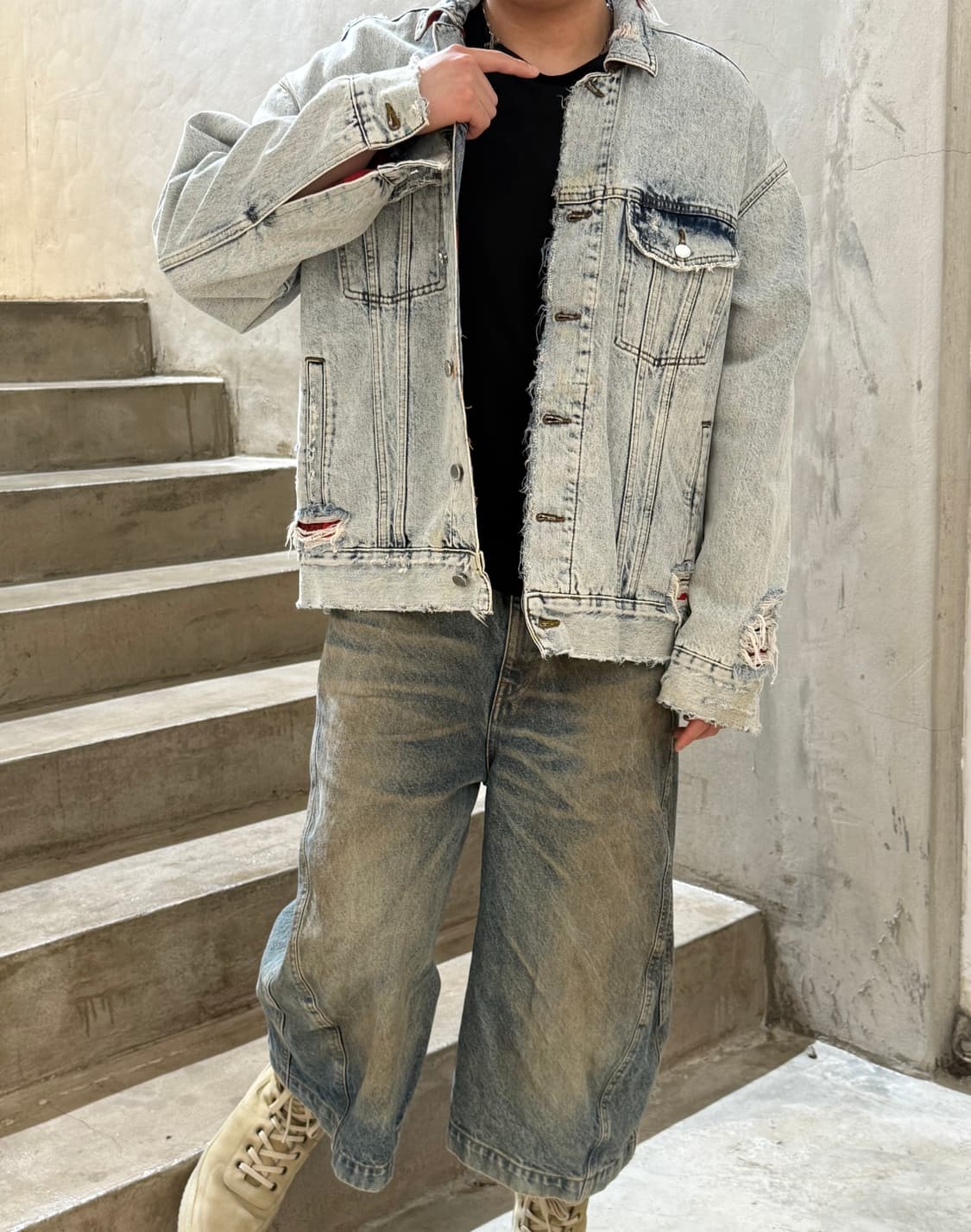 에스크유어셀프 디스트로이드 데님 자켓 상품이미지1