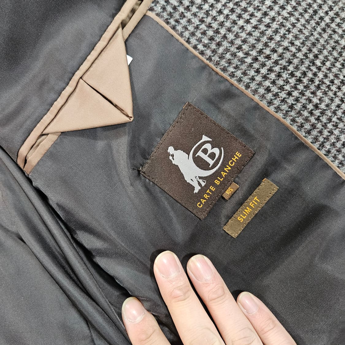 까르트블랑슈 엘보패치 체크 울 블레이저 자켓 105size 상품이미지7