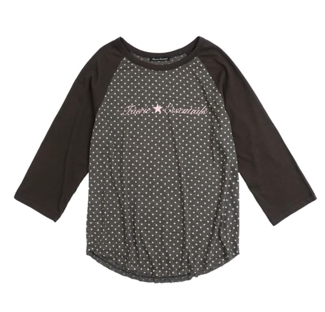 샵페어리 도트 래글런 슬리브 탑 차콜 상품이미지1