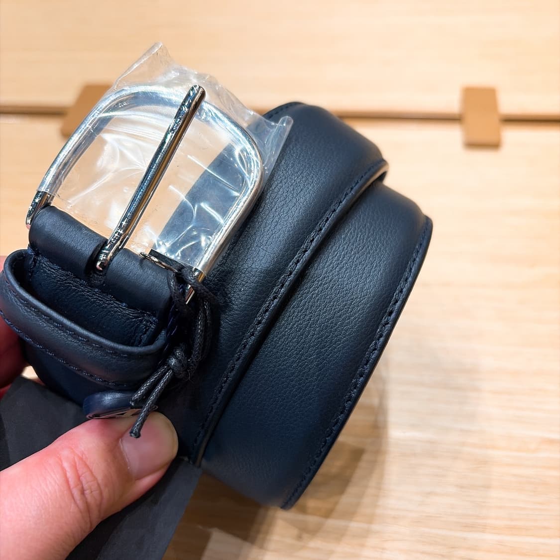 (정품/새상품) Anderson's 앤더슨즈 남성 네이비 레더 벨트 상품이미지2