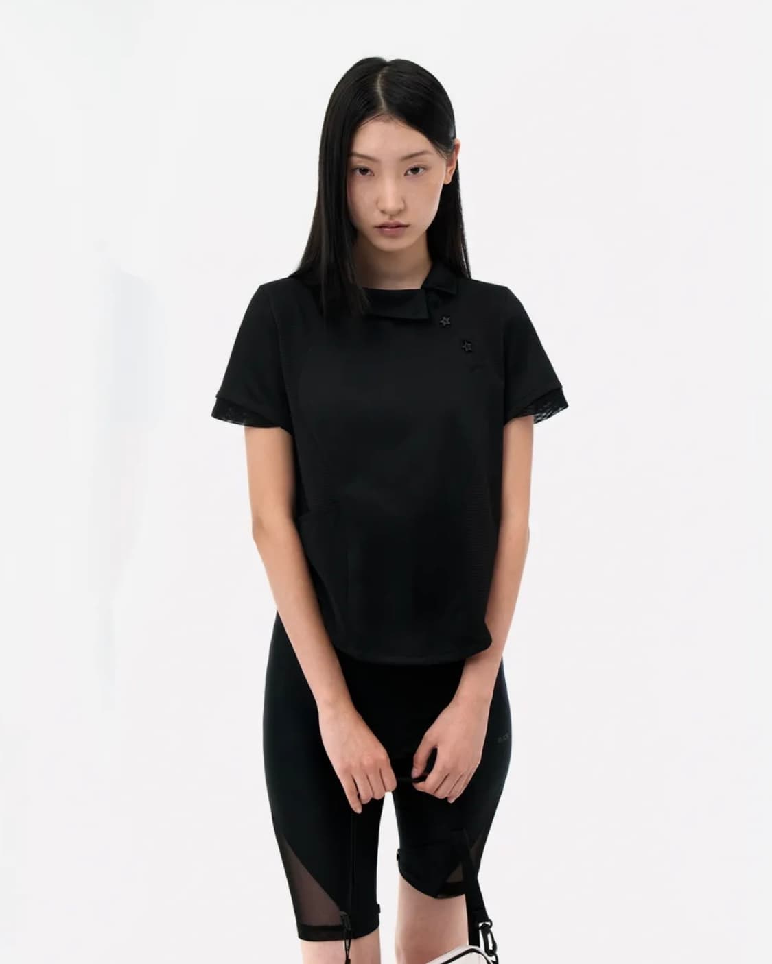 Side Neck Collar T / Black 상품이미지1