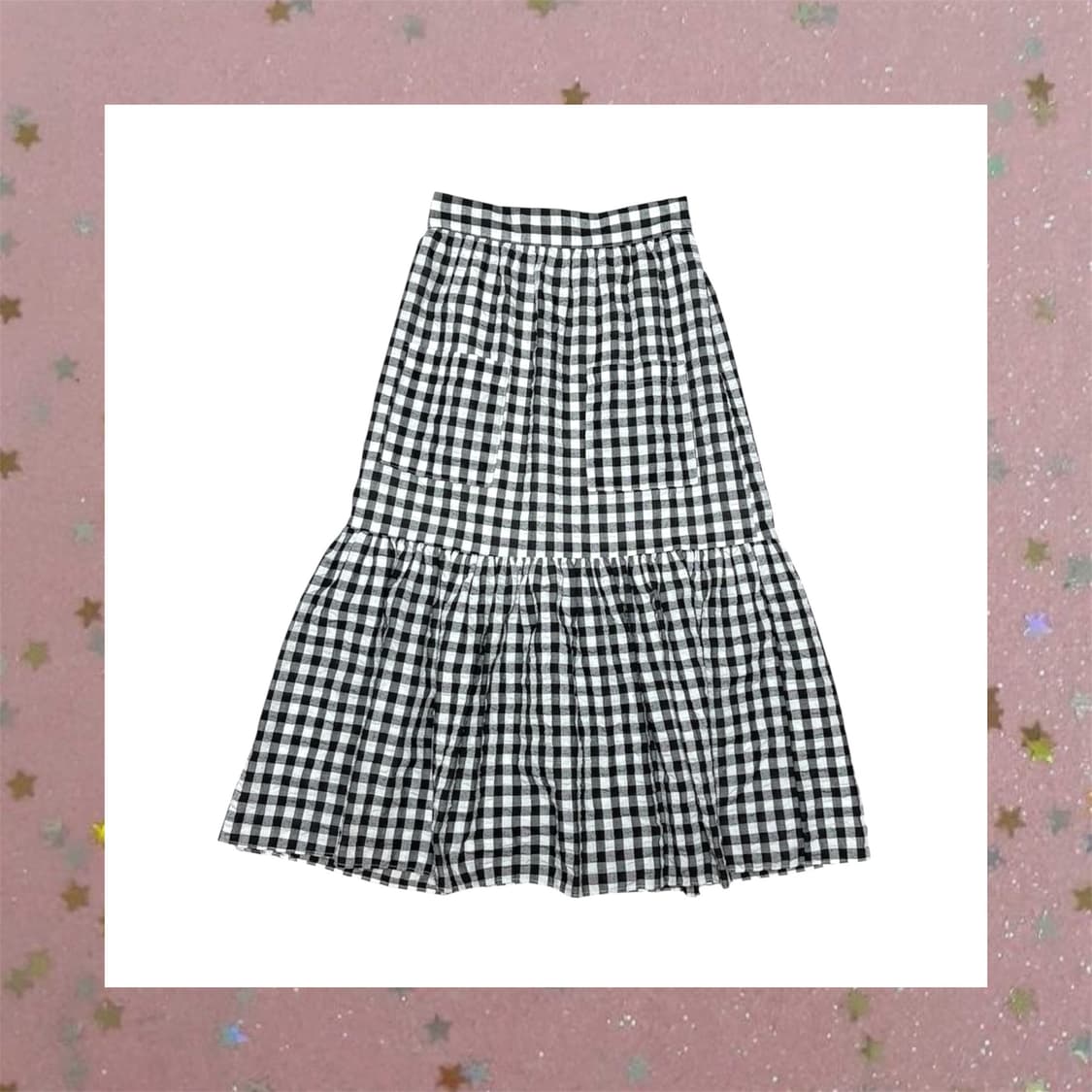 포켓 체크 롱스커트 상품이미지1