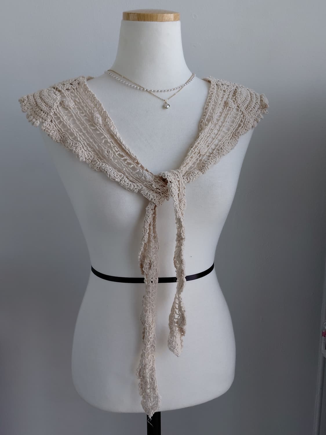 [빈티지] 아이보리색 뜨개 케이프 숄 상품이미지1