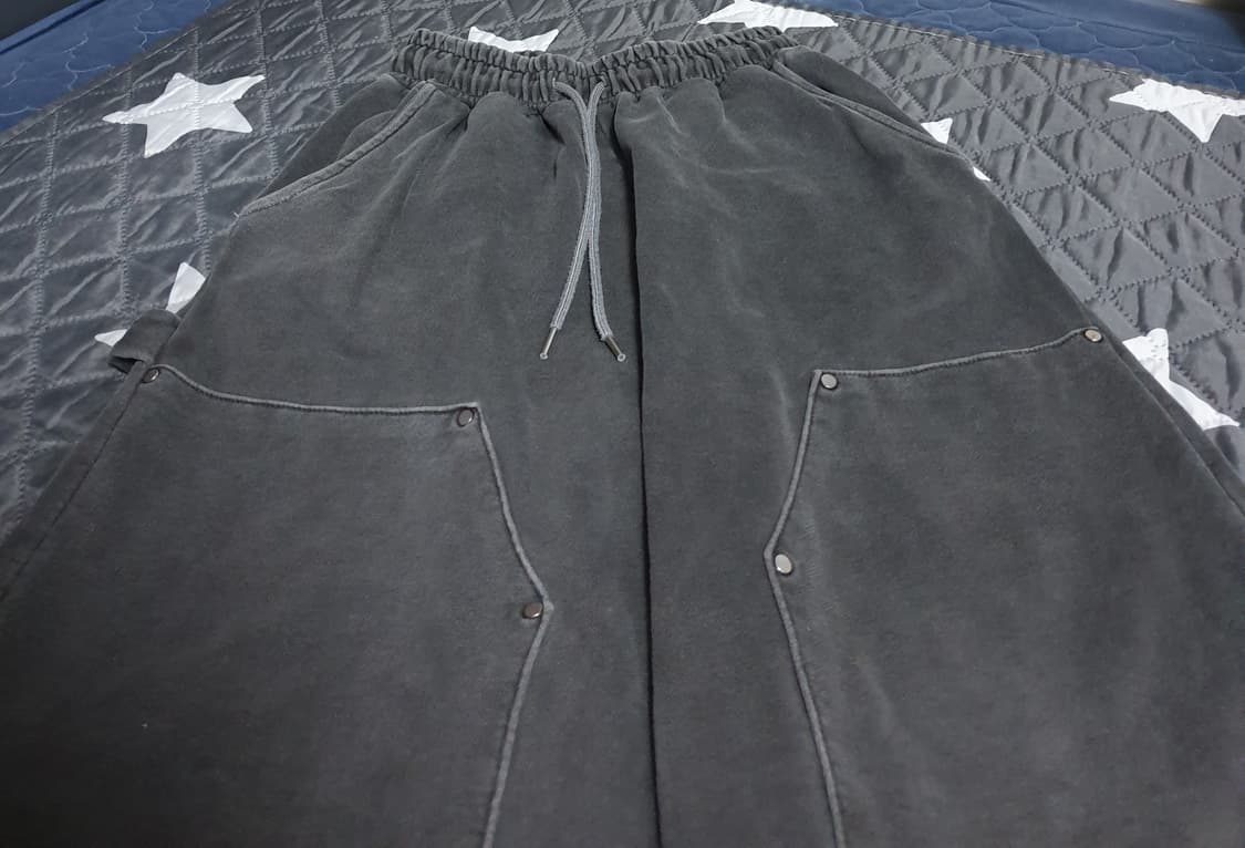 SEEOT 더블니 카펜터 피그먼트 워시드 와이드 스웻 팬츠 (F) 상품이미지2