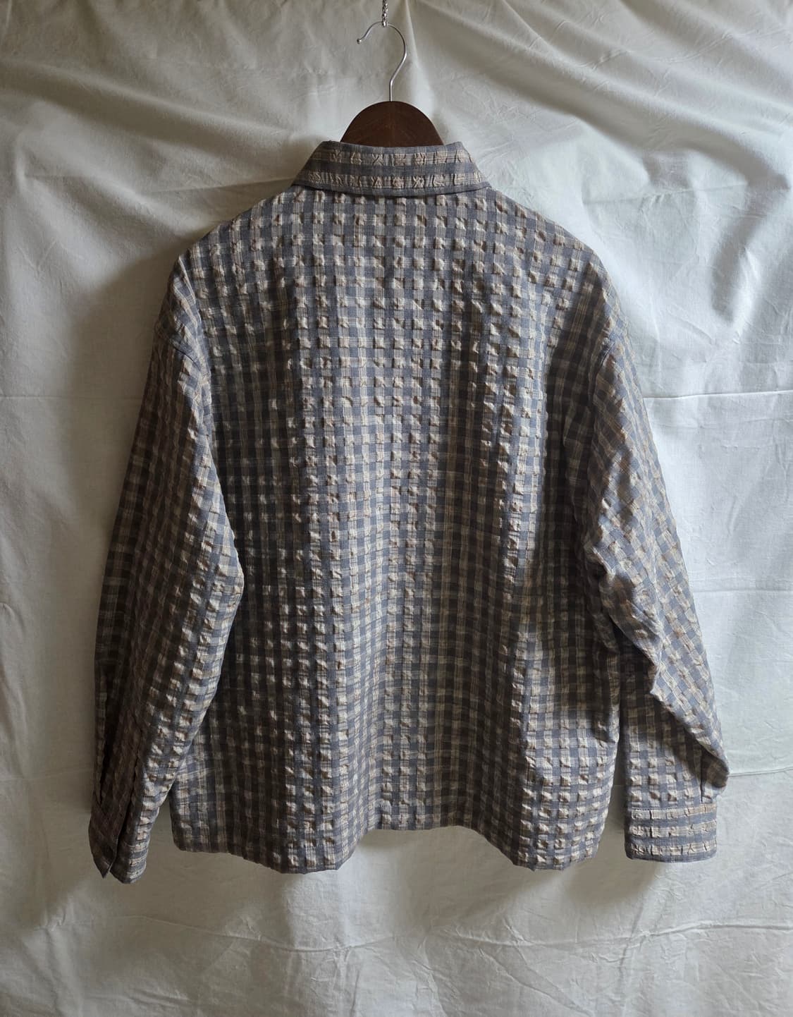 ZARA 자라 시어서커 엠보 체크 셔츠 L 상품이미지2