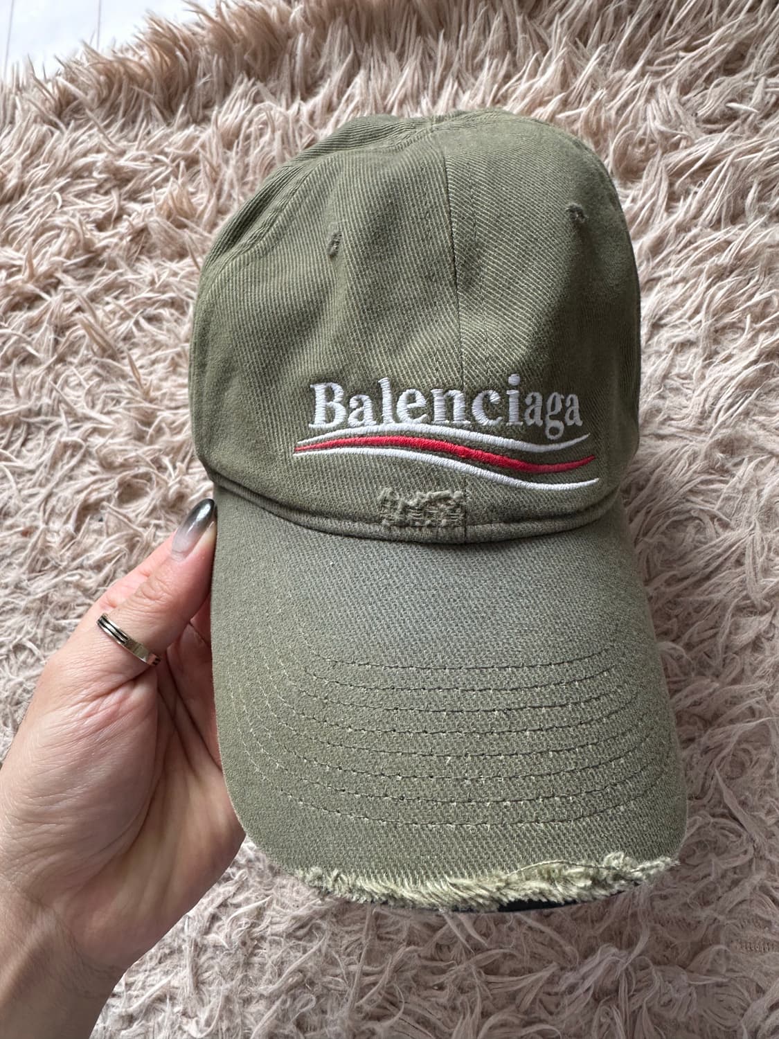 발렌시아가 디스트로이드 볼캡 카키 라지 상품이미지2