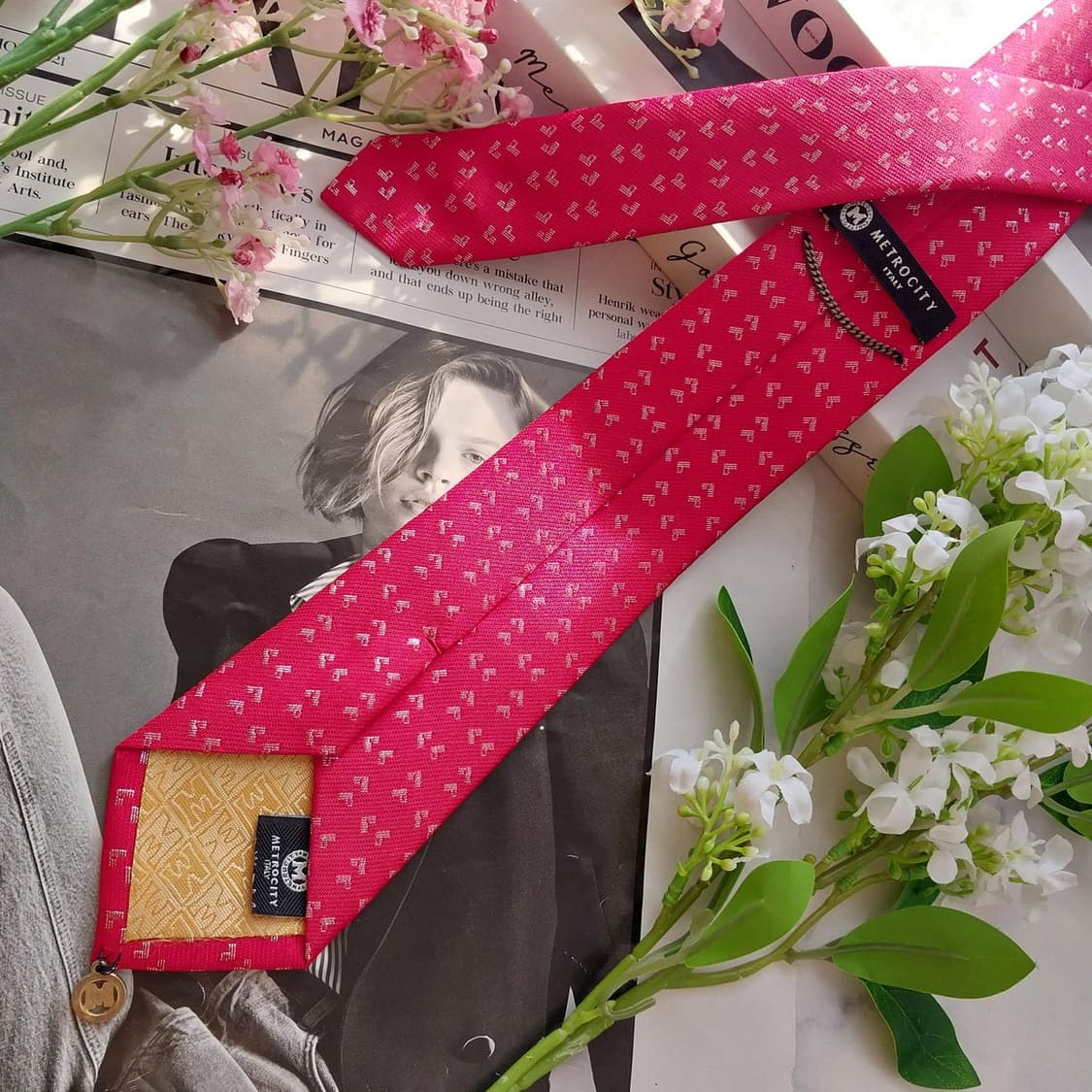 메트로시티 레드 자카드 패턴 넥타이 7.1cm A+등급 K2003
 상품이미지4