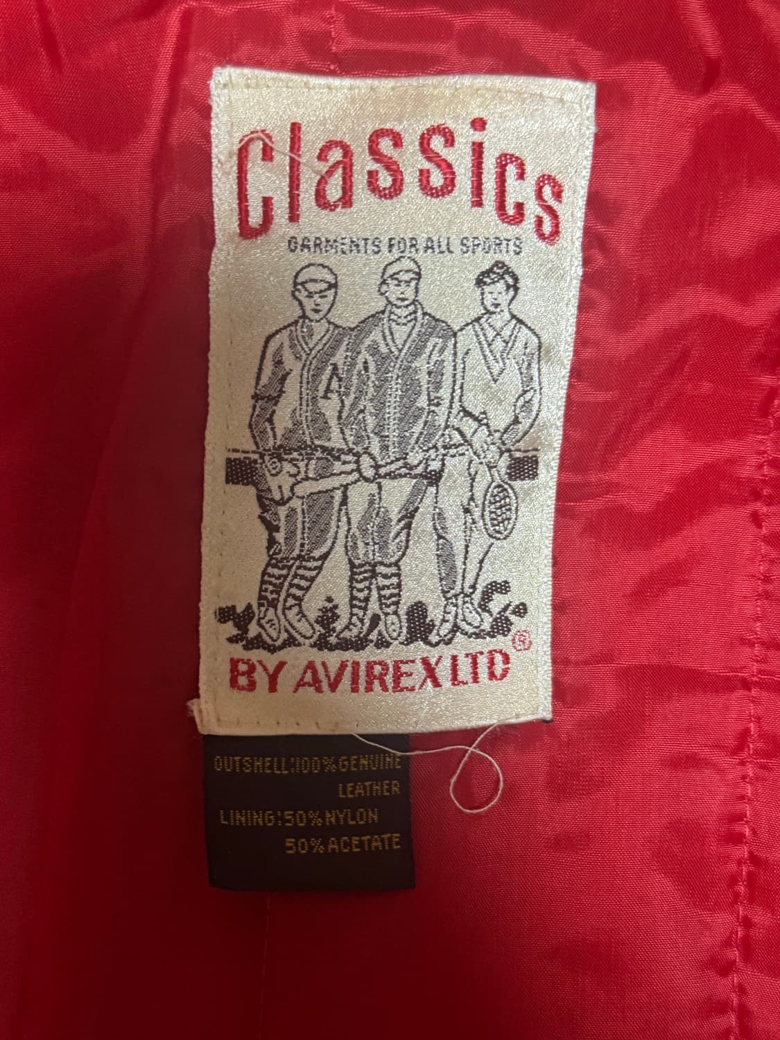 90s 오리지널 AVIREX USA 레더 바시티 자켓 레드 빅로고클래식 상품이미지4