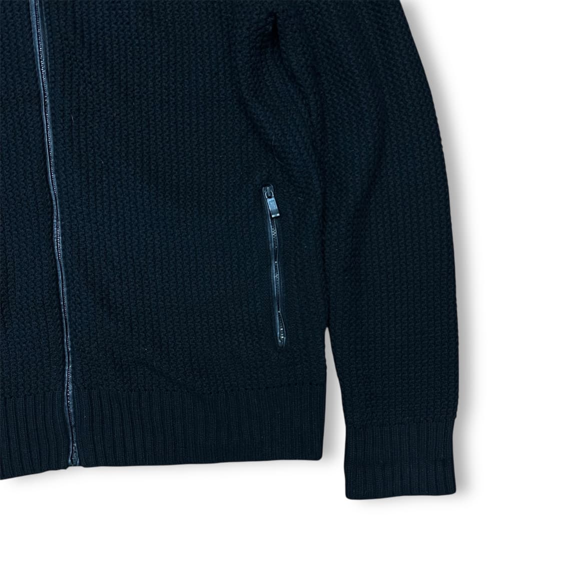 제냐스포츠 레더패치 니트 집업 상품이미지3