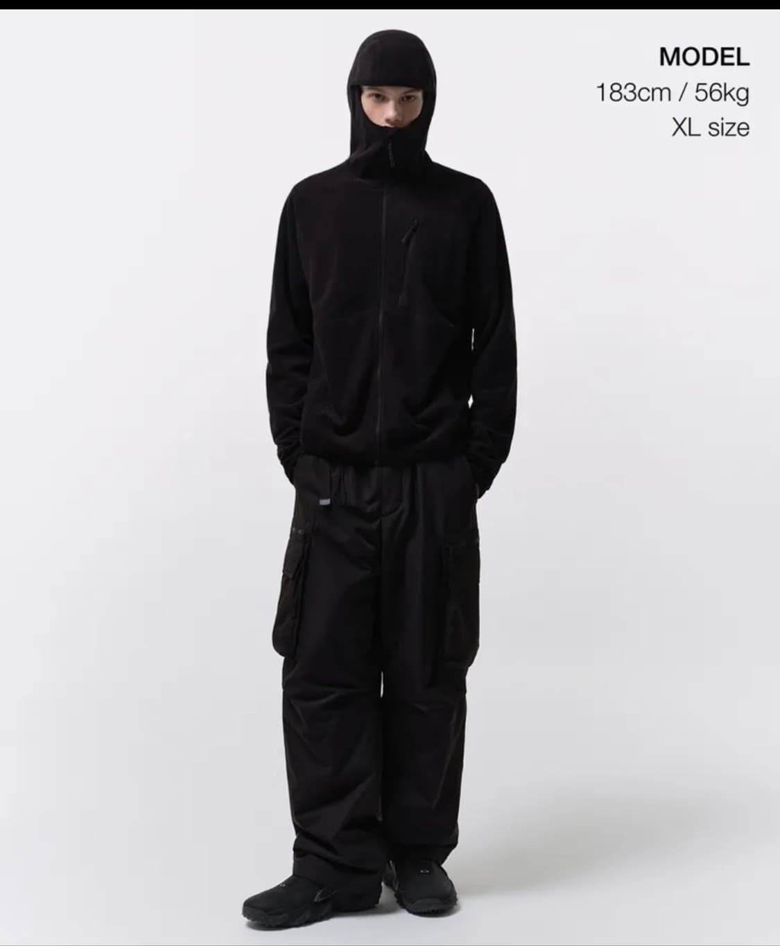 [무신사 스탠다드] 시티 레저 그리드 바라클라바 후드 집업 (블랙/L) 상품이미지1