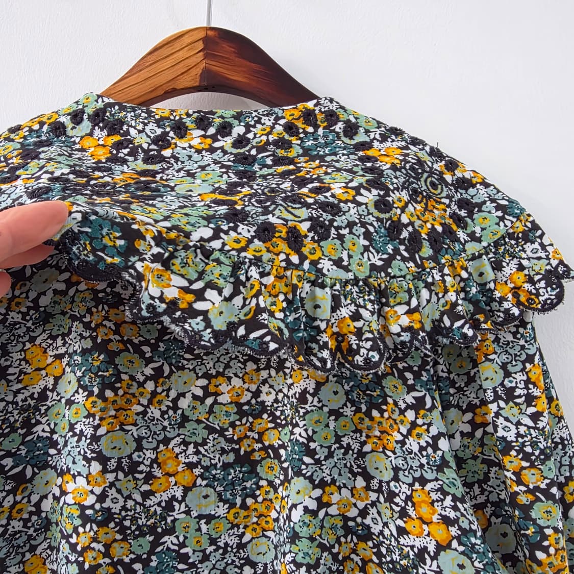 플라워 패턴 세일러카라 코튼 블라우스 상품이미지9