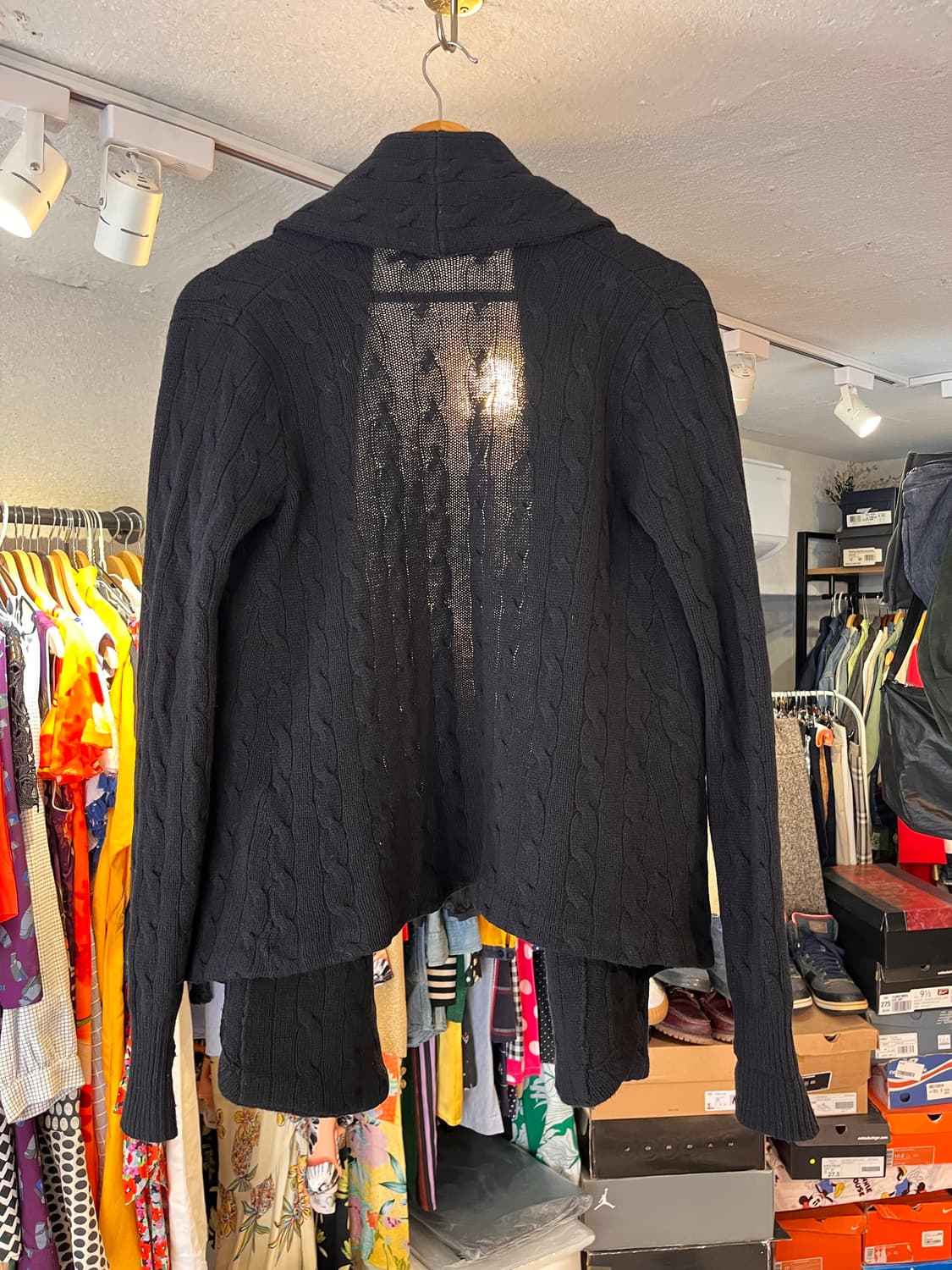 랄프로렌 울 캐시미어 블랙 케이블 니트 케이프 상품이미지3