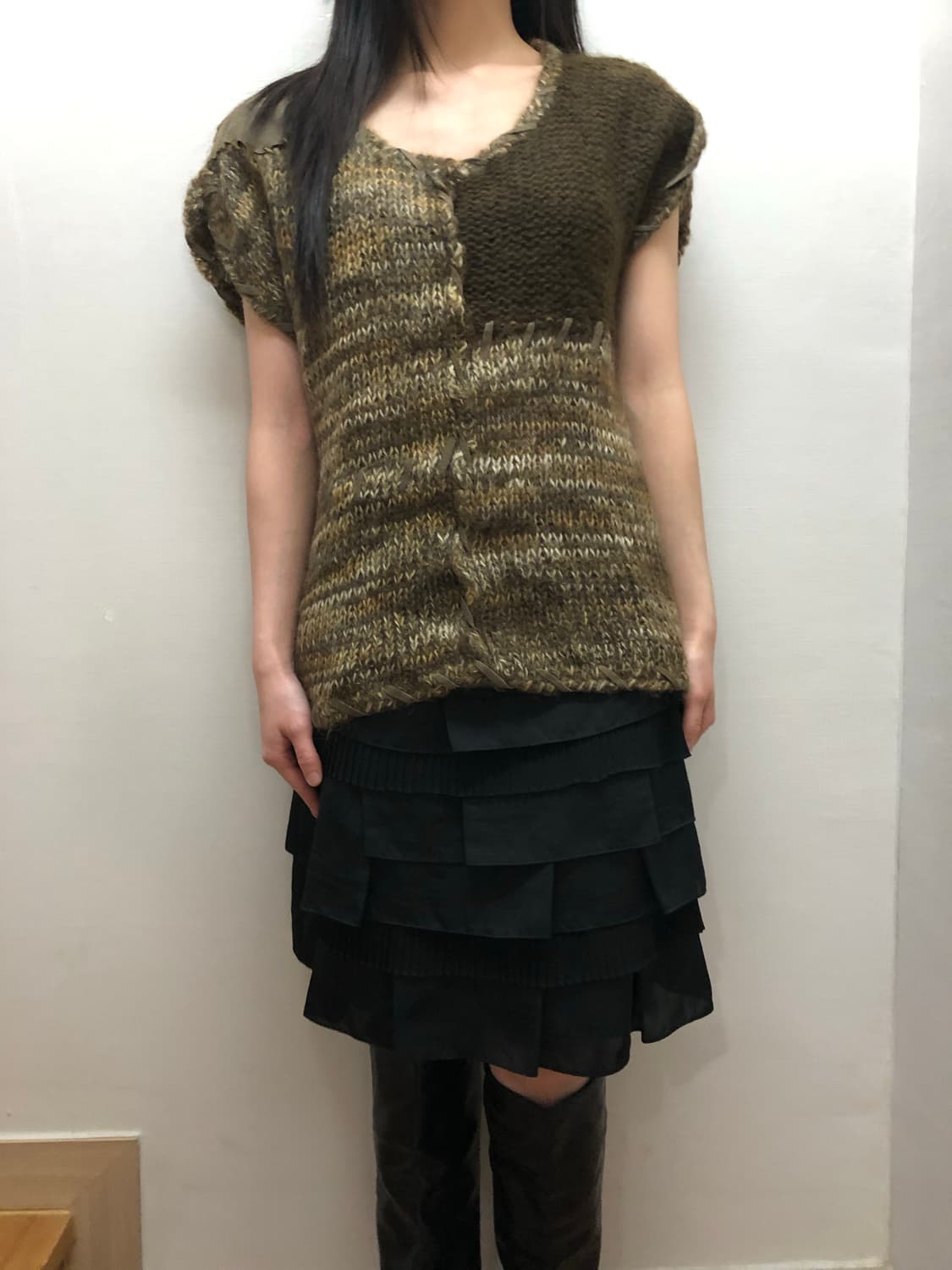 빈티지 브라운 그런지 니트 상품이미지5