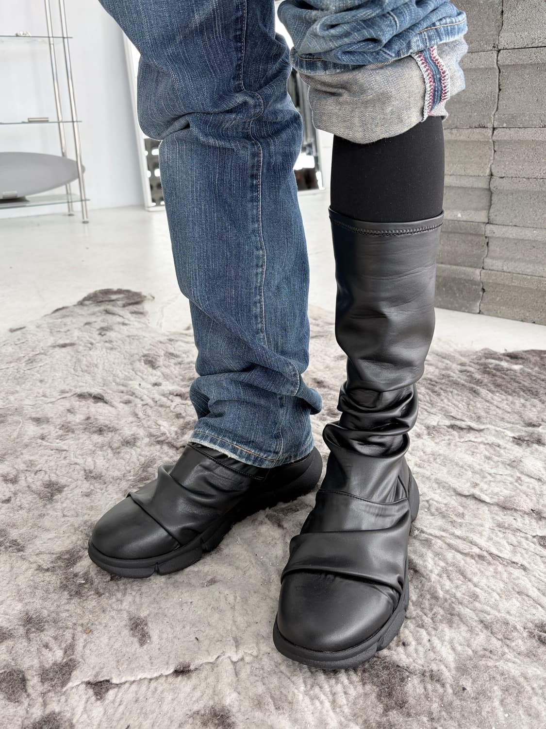 글램 드레이프 레더 부츠 상품이미지2