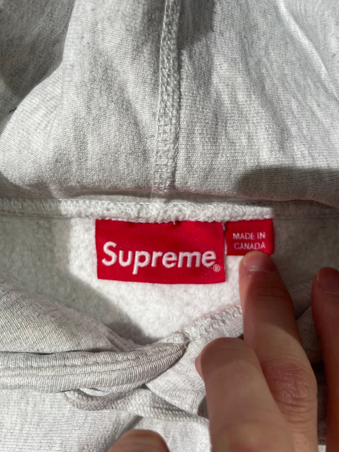 슈프림 멜란지 라이트 그레이 자카드 로고 스웻 후디 상품이미지7