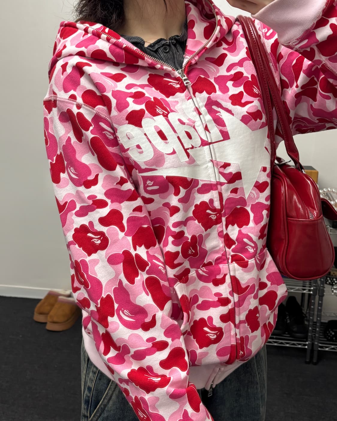베이프 스타 ABC 핑크 카모 후드집업 상품이미지2