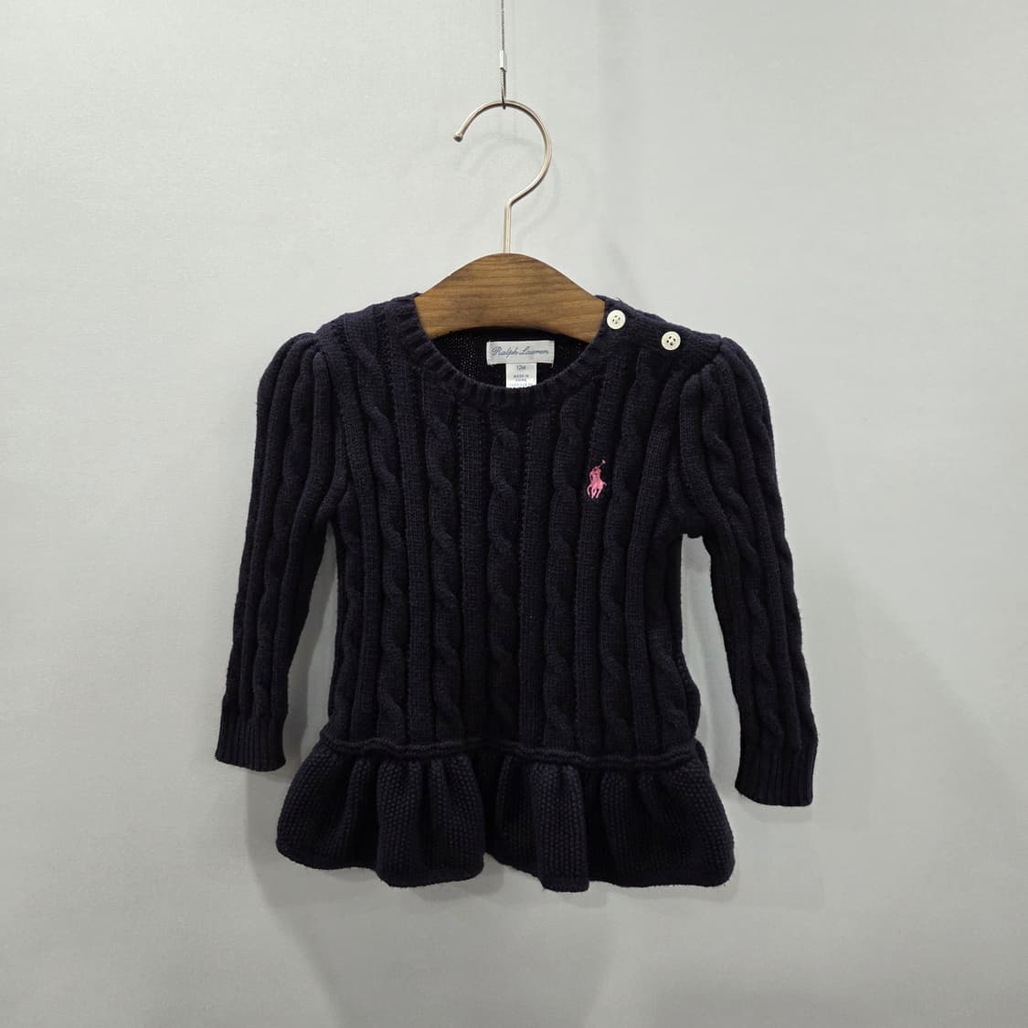 폴로랄프로렌 여아 코튼 케이블 셔링 니트 네이비 12M 상품이미지1