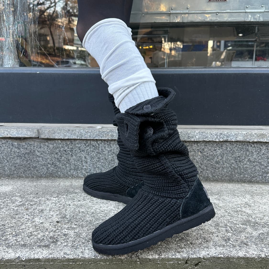 00s 블랙 니트 카디 어그 부츠 상품이미지7