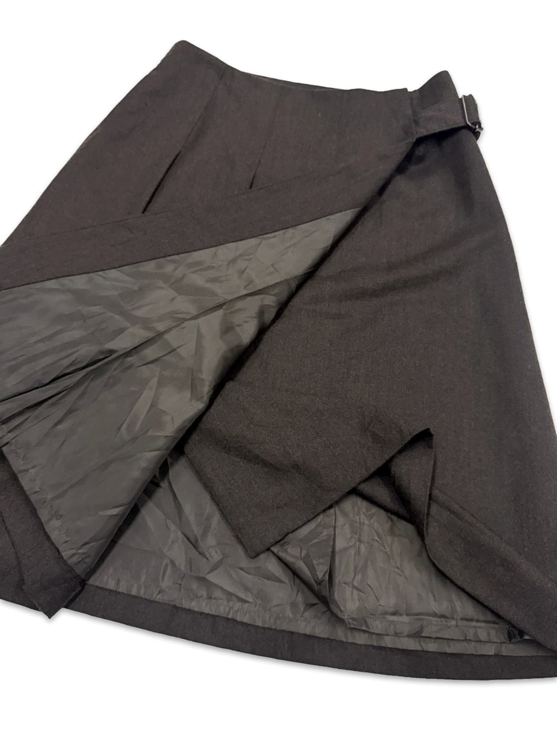 빈티지 브라운 플리츠 벨트 미디 레이어드 스커트 상품이미지5