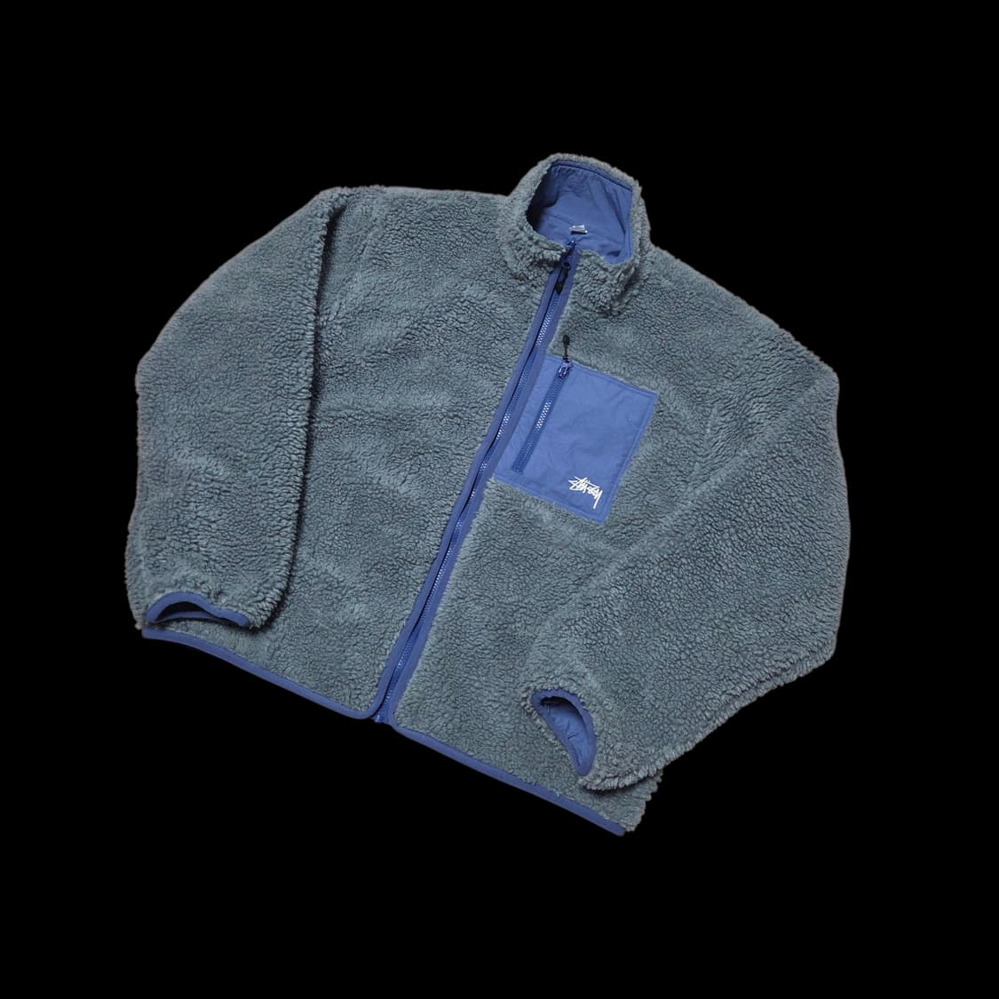 [L] 스투시 쉐르파 리버시블 후리스 자켓 블루스톤 상품이미지2