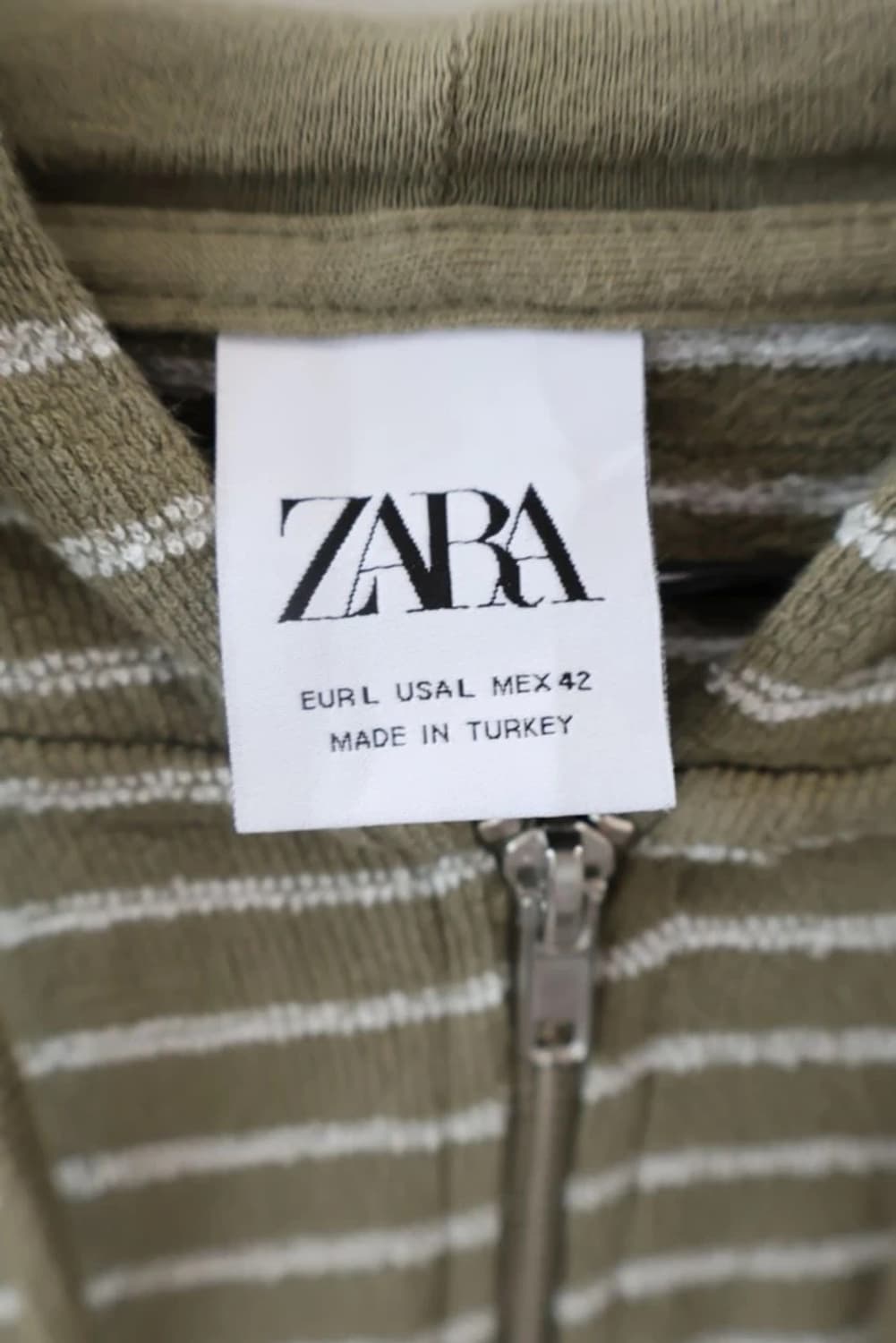 ZARA Olive Stripe Hoodie 상품이미지5
