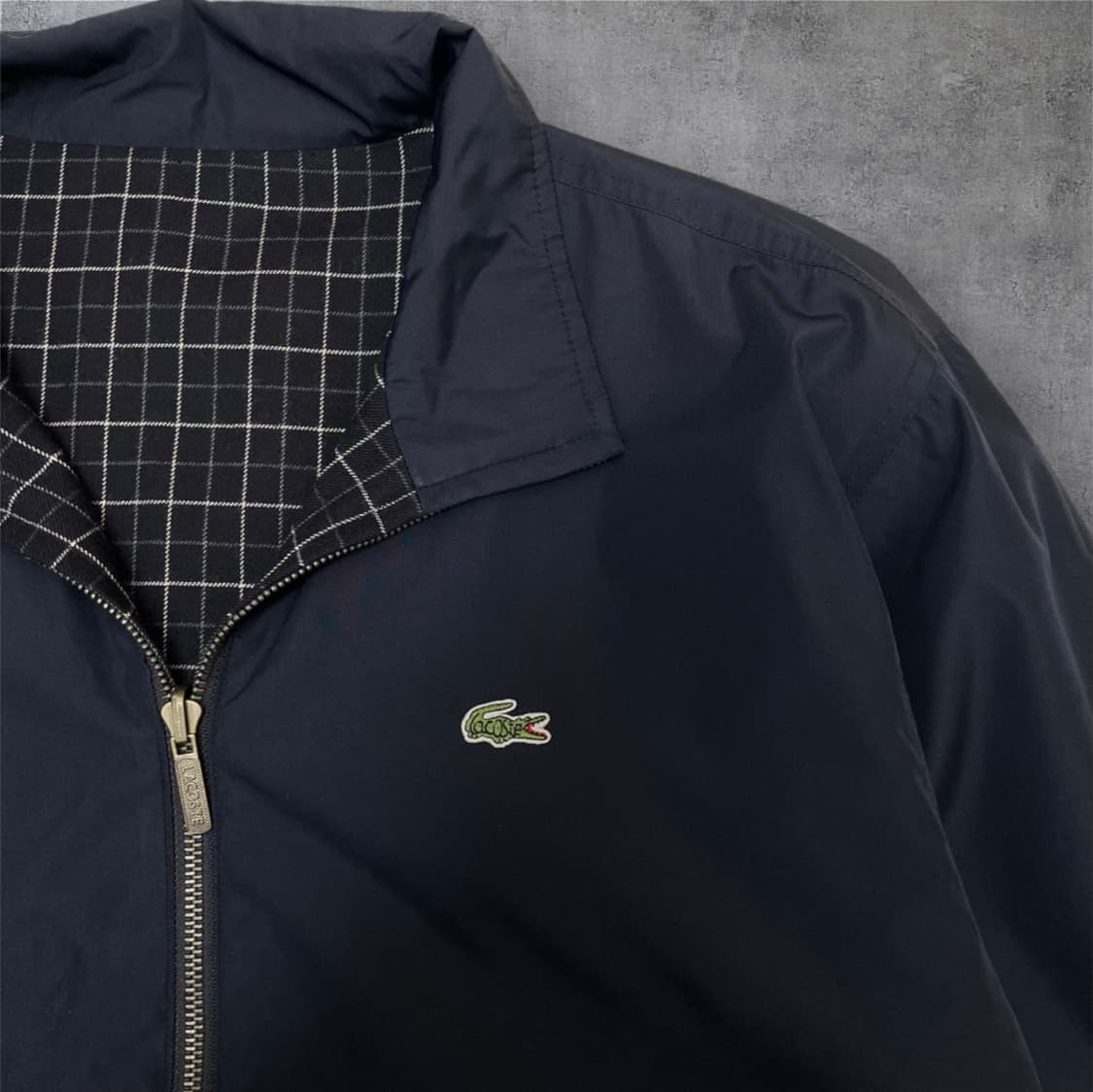 라코스테 Lacoste 네이비 체크 리버시블 양면 자켓 100 상품이미지2