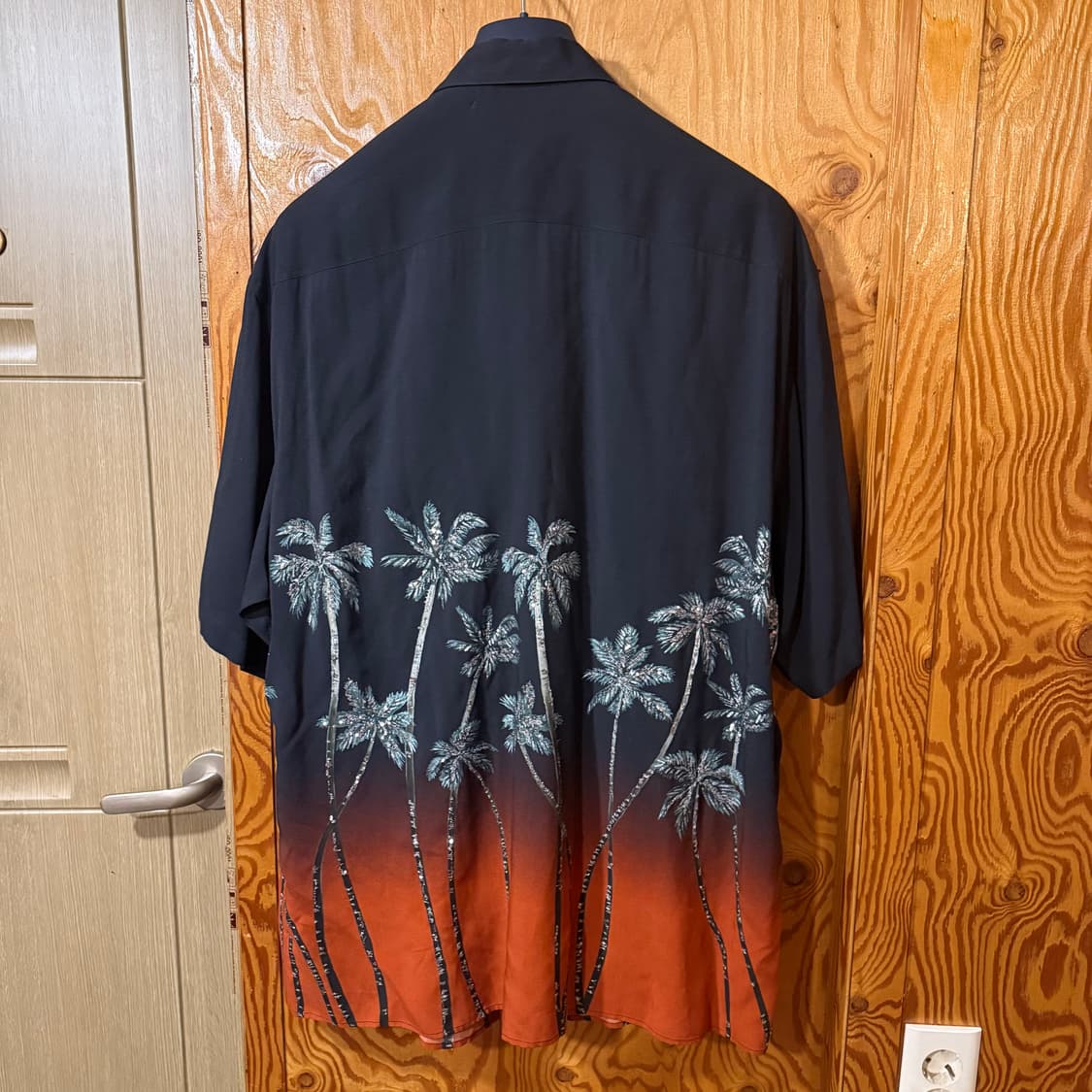 셀린느 시퀸(스팽글) 야자수 하와이안 셔츠 상품이미지8