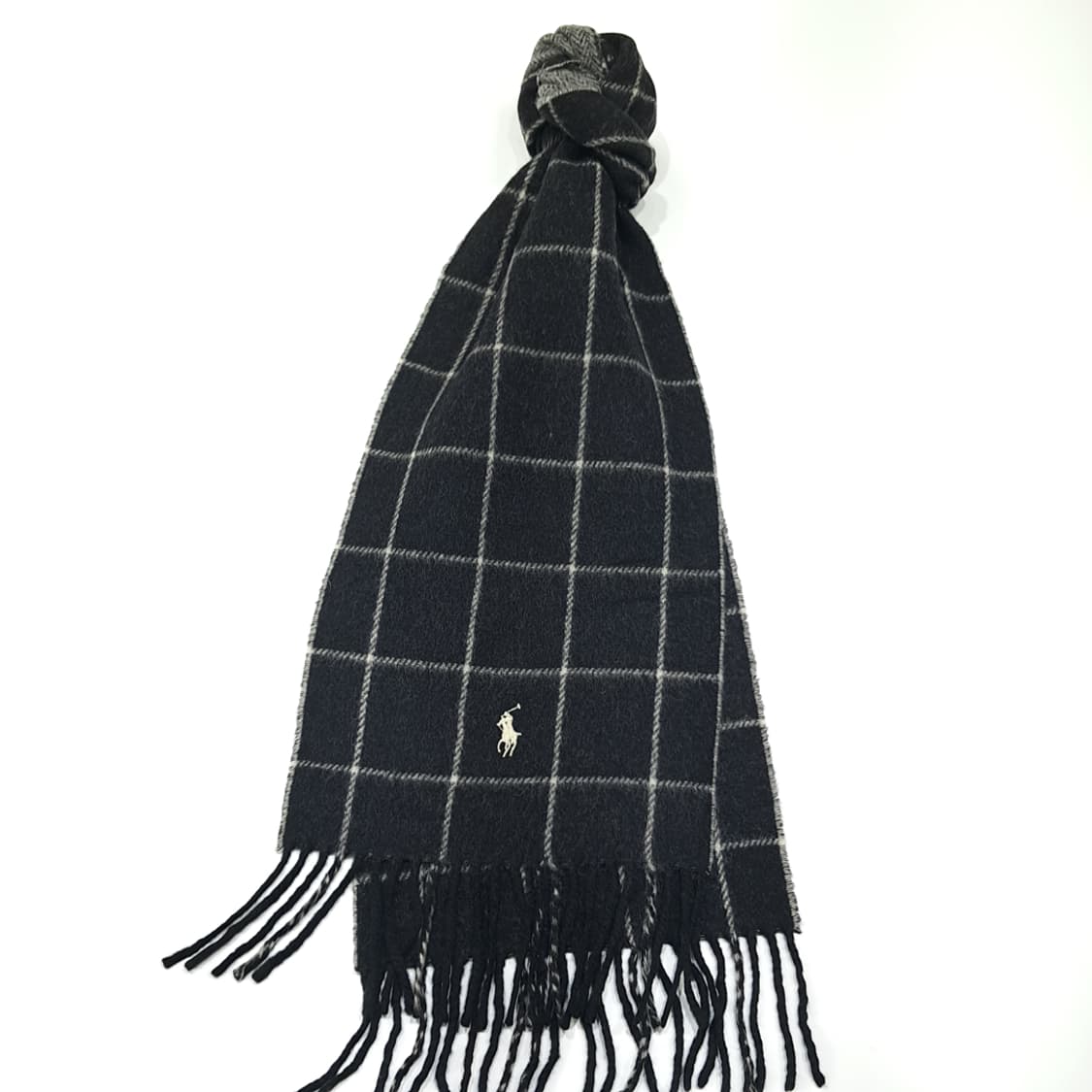 MX485 폴로 90s 이태리판 램스울 양면 네이비 머플러 목도리 상품이미지1