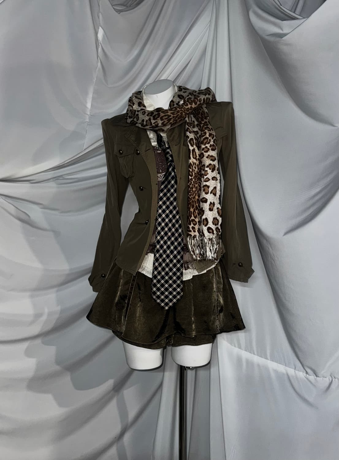 빈티지 브라운 레오파드 프레피 코디세트  상품이미지7