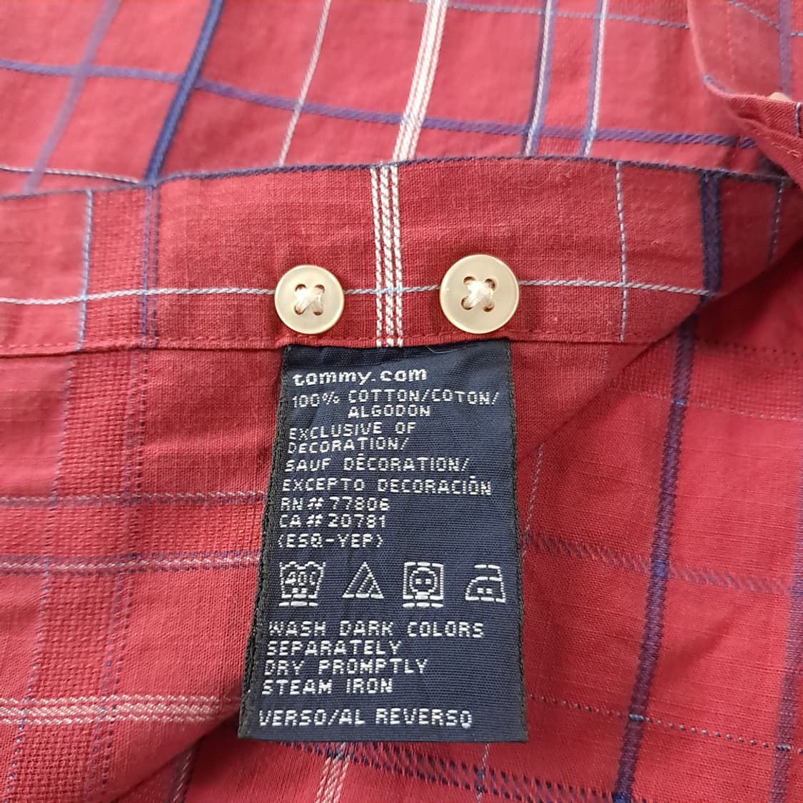 CK234 XL 타미힐피거 90s 레드 멀티윈도우페인 체크 반팔 셔츠  상품이미지5