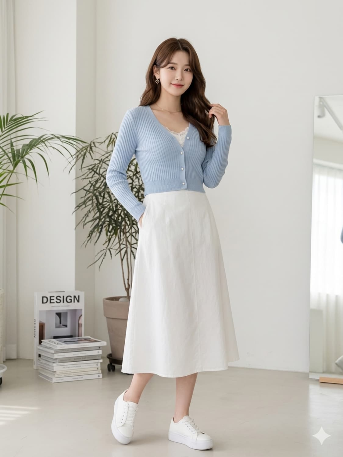 URAGO 유라고 베이직 화이트 롱 스커트 상품이미지1